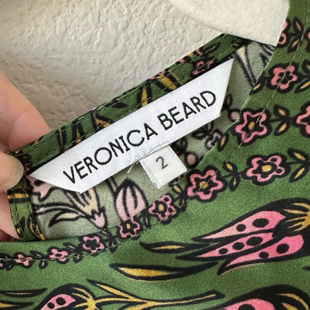 VERONICA BEARD Gemma Maxi Green Floral Dress SZ US 2 - Picture 4 of 9